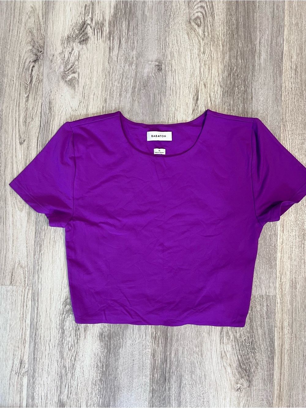 Babaton Purple Short Sleeve Crop Top Size Medium
